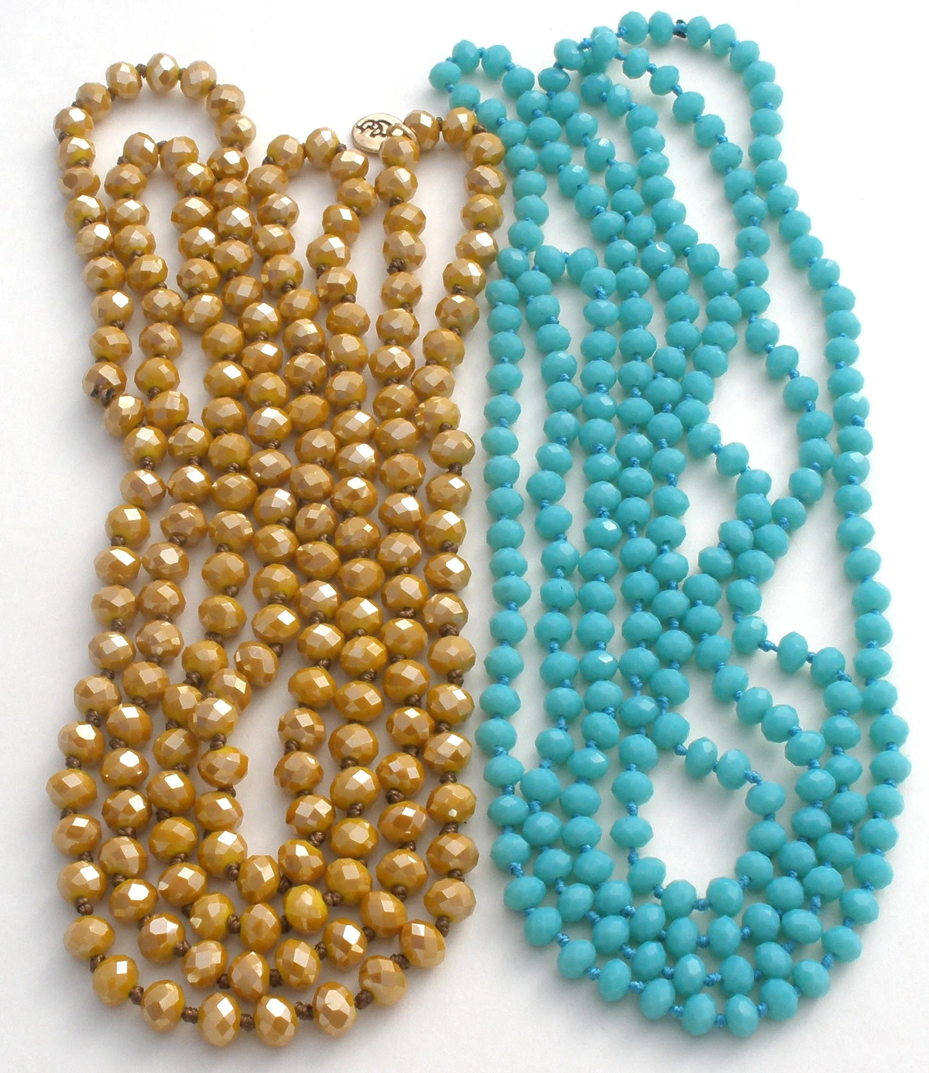 2 Blue & Gold Crystal Bead Necklaces