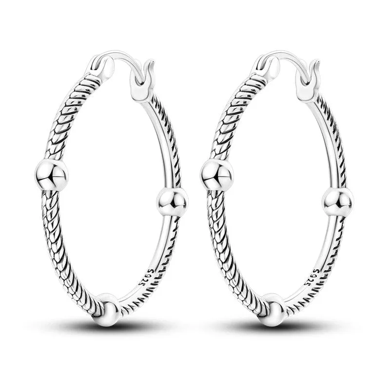 2023 Women Hoop Earrings 925 Silver Sparkling Pave Shape