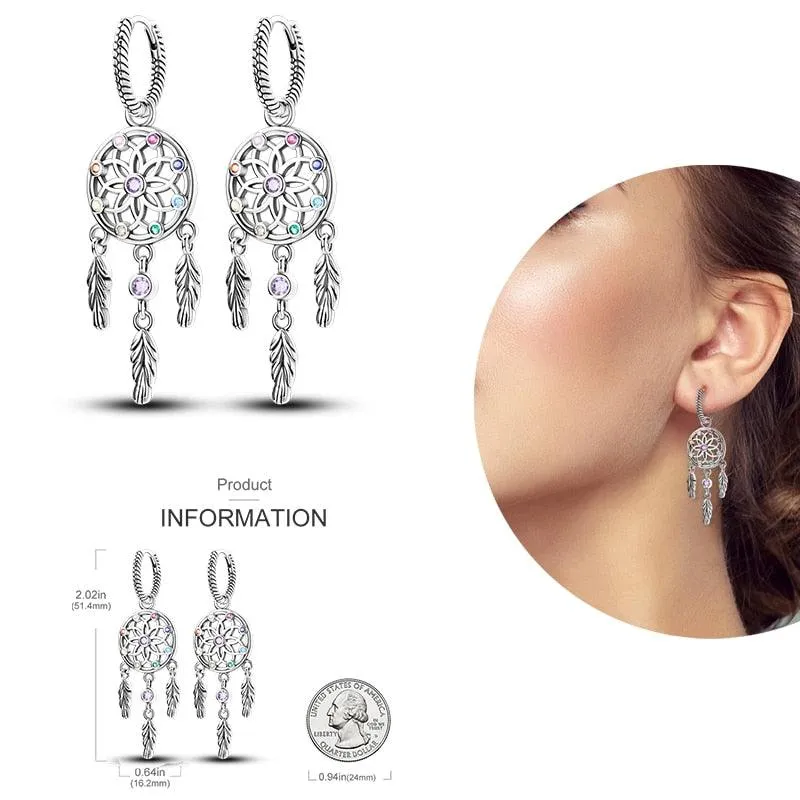 2023 Women Hoop Earrings 925 Silver Sparkling Pave Shape