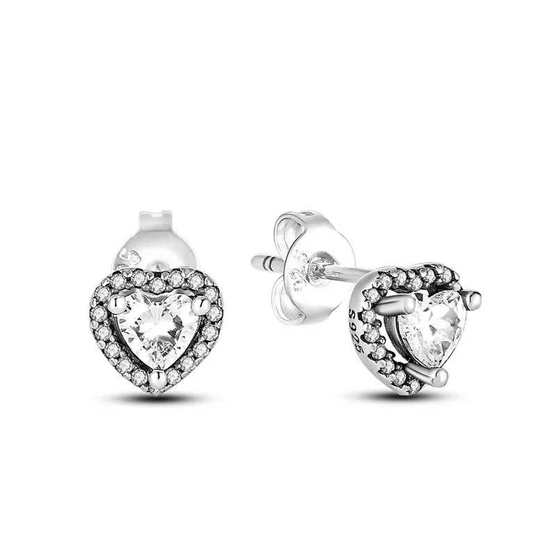 2023 Women Hoop Earrings 925 Silver Sparkling Pave Shape