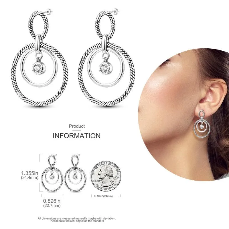 2023 Women Hoop Earrings 925 Silver Sparkling Pave Shape