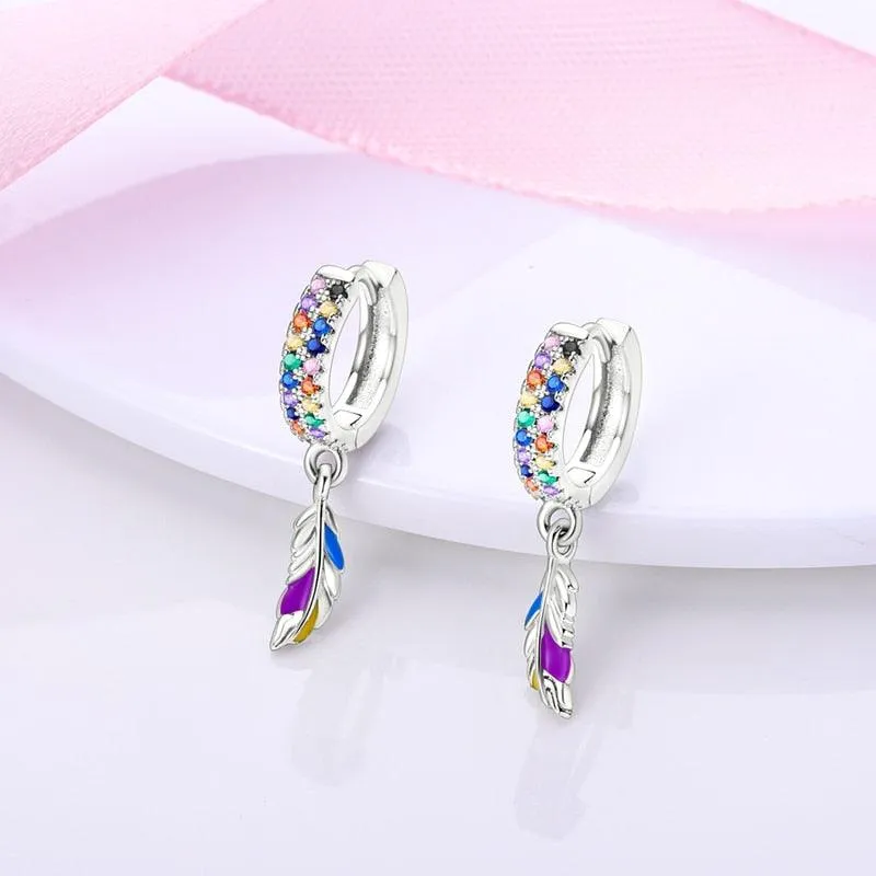 2023 Women Hoop Earrings 925 Silver Sparkling Pave Shape