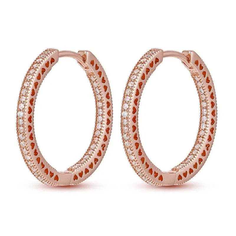 2023 Women Hoop Earrings 925 Silver Sparkling Pave Shape