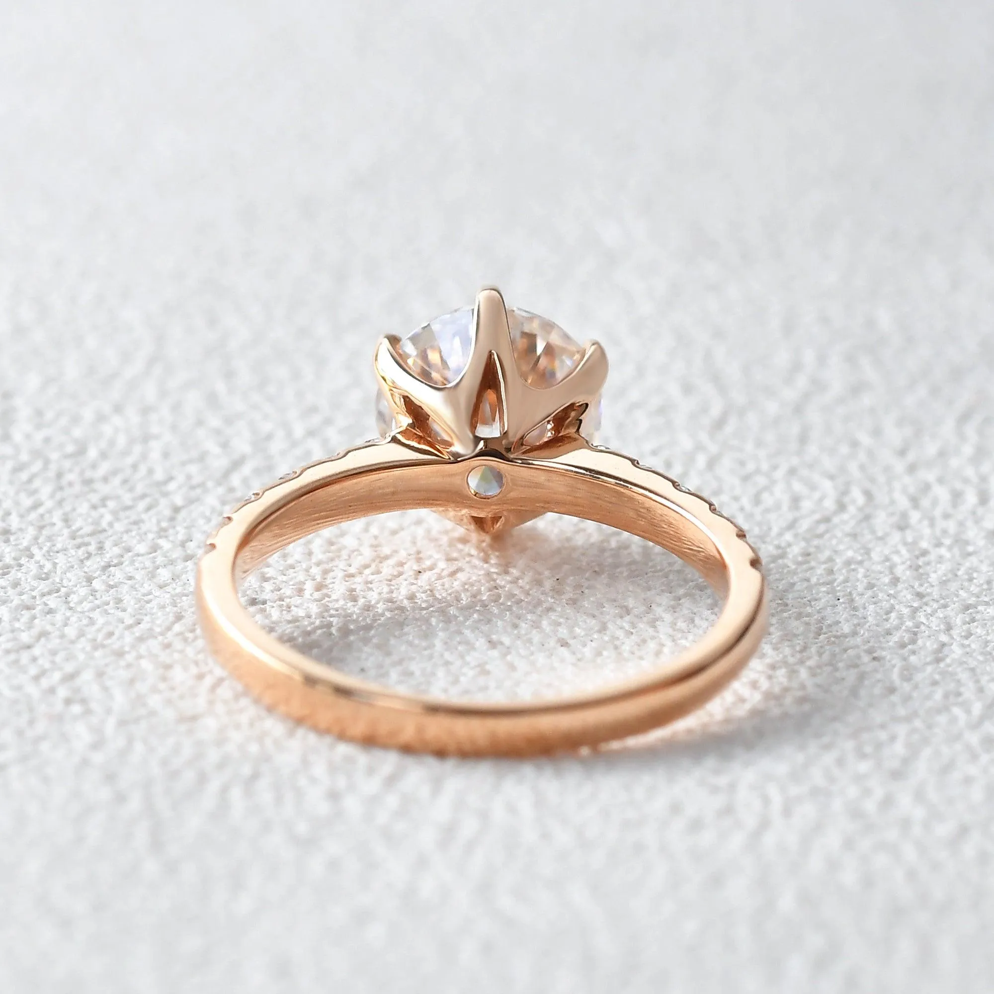 2.0ct Round Cut Moissanite Rose Gold Ring