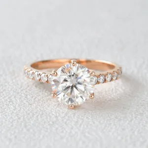 2.0ct Round Cut Moissanite Rose Gold Ring