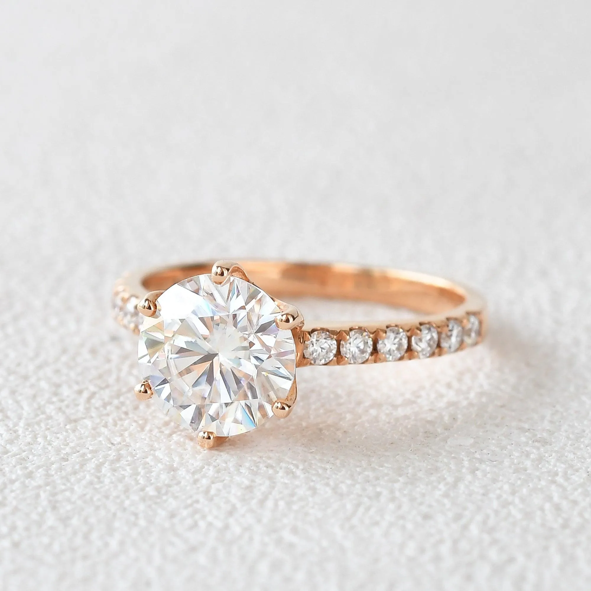 2.0ct Round Cut Moissanite Rose Gold Ring