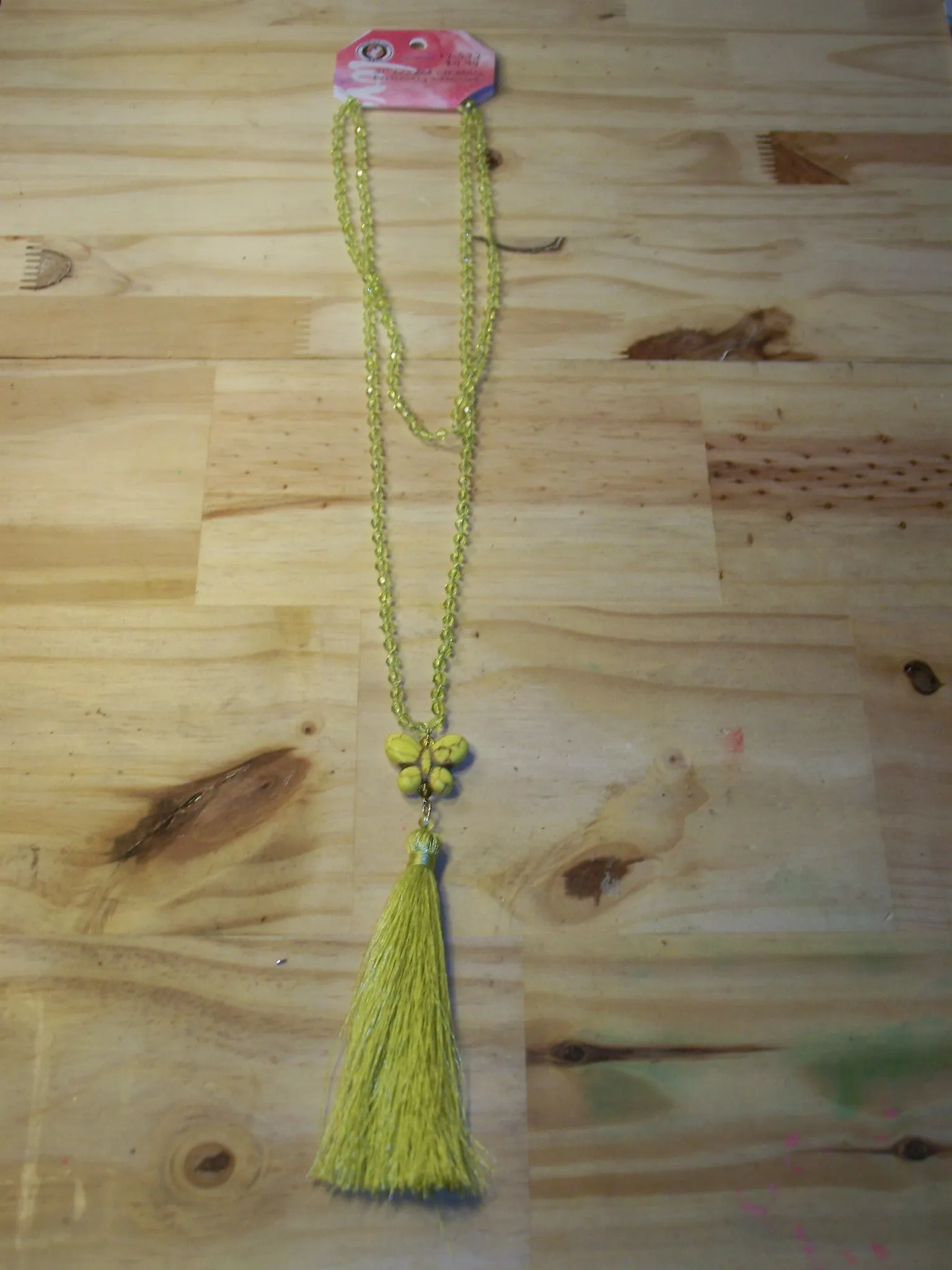 21" Beaded Necklace (Butterfly) with Tassel