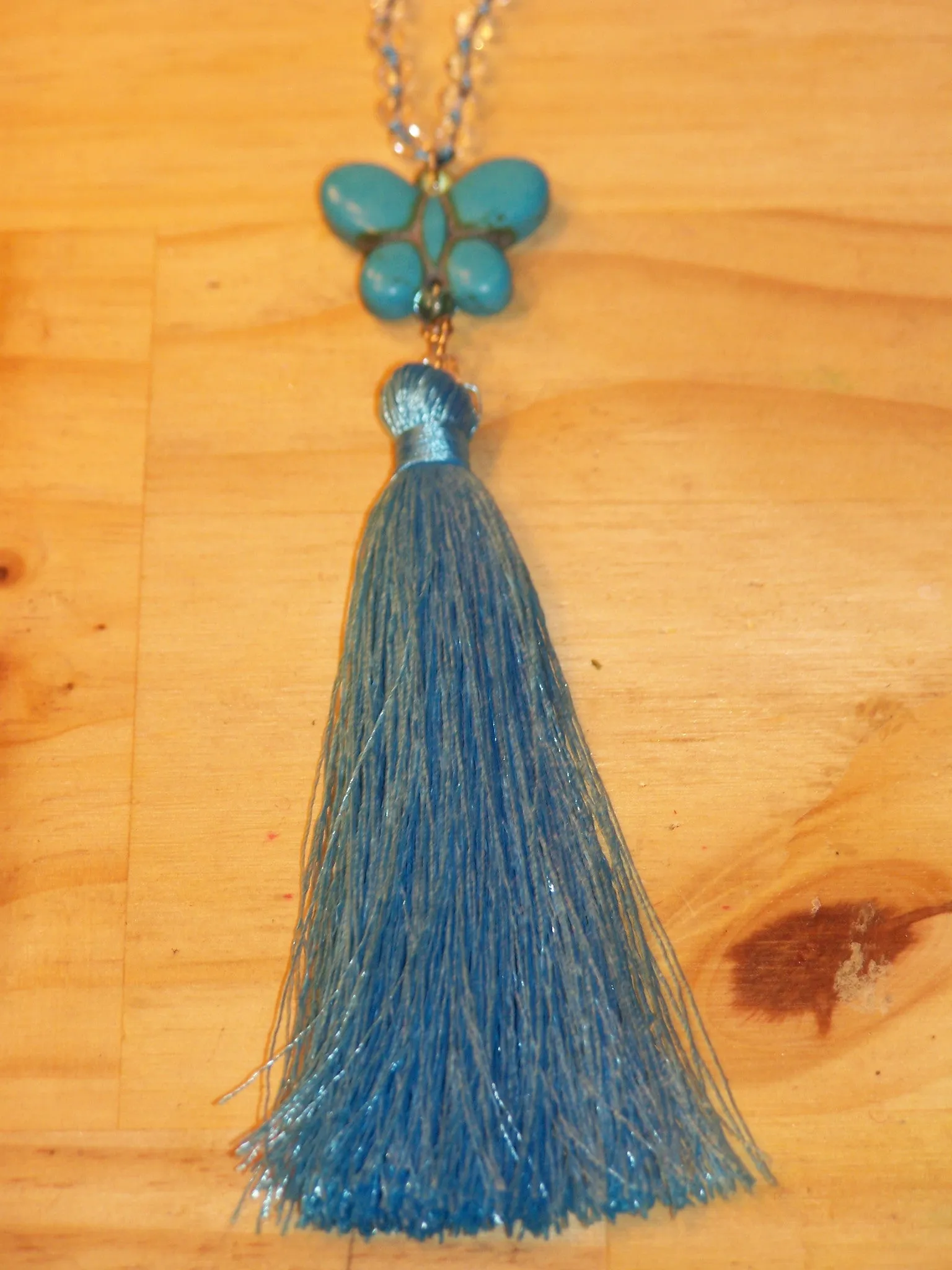 21" Beaded Necklace (Butterfly) with Tassel