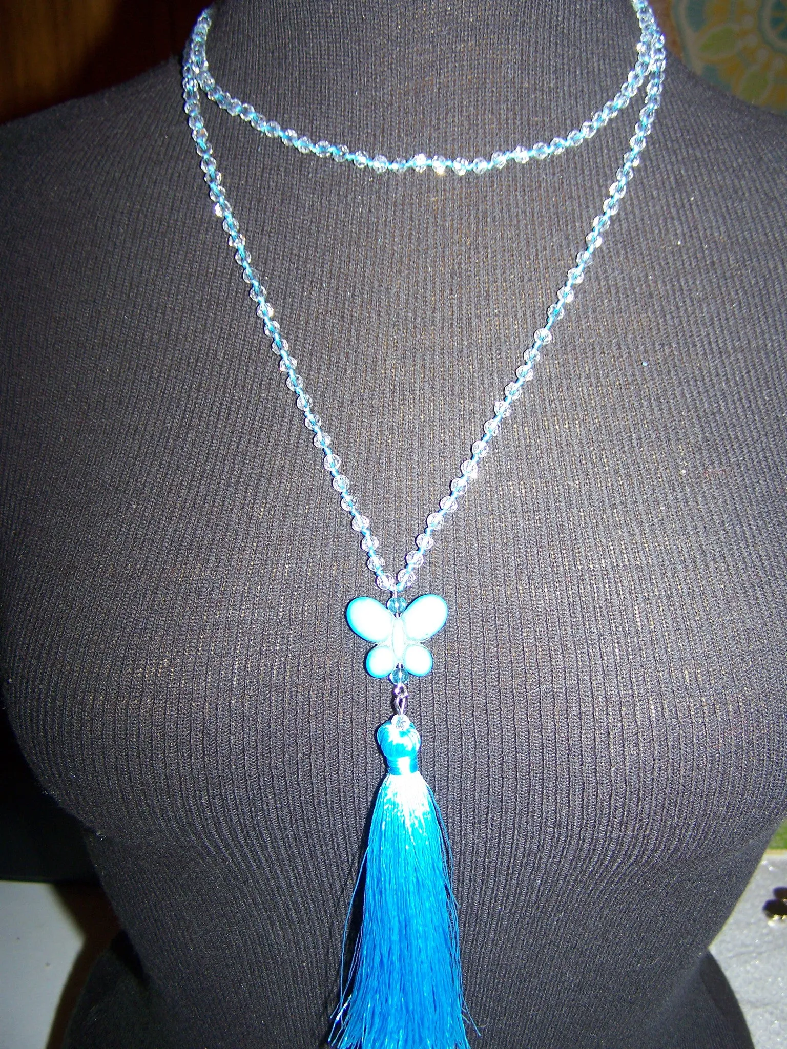 21" Beaded Necklace (Butterfly) with Tassel