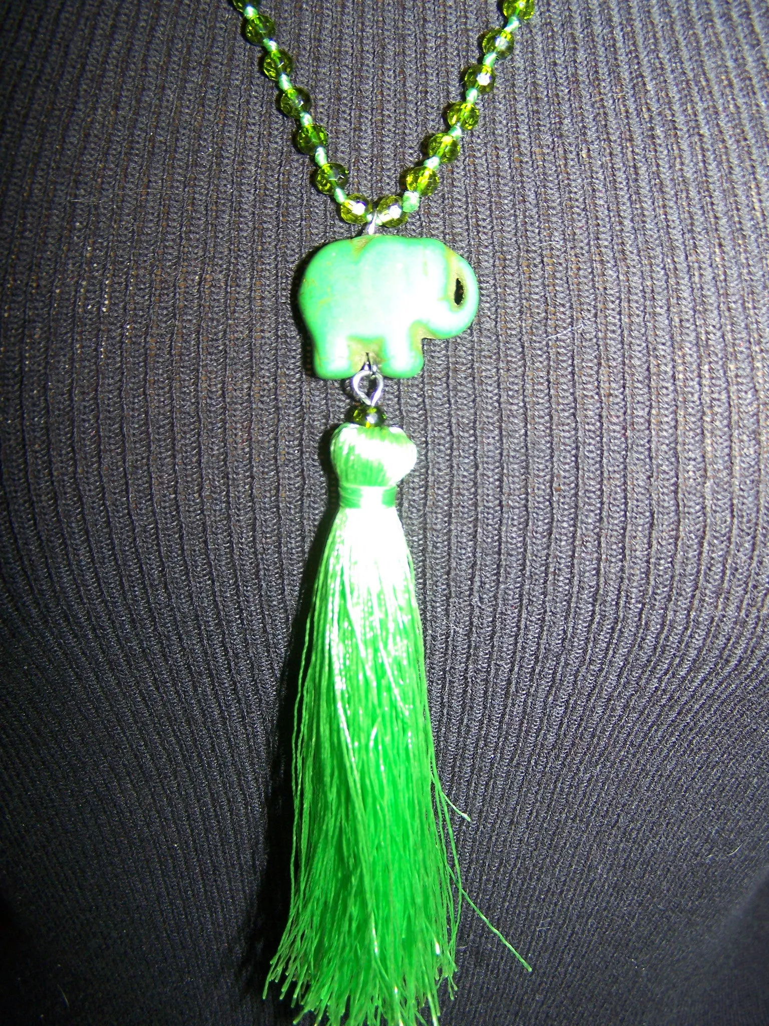 21" Beaded Necklace (Elephant) with Tassel