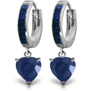 3.95 Carat 14K Solid White Gold I Lay In Bed Sapphire Earrings