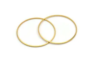 52mm Circle Connectors, 4 Gold Plated Brass Circle Connectors (52x1x1mm) A4075