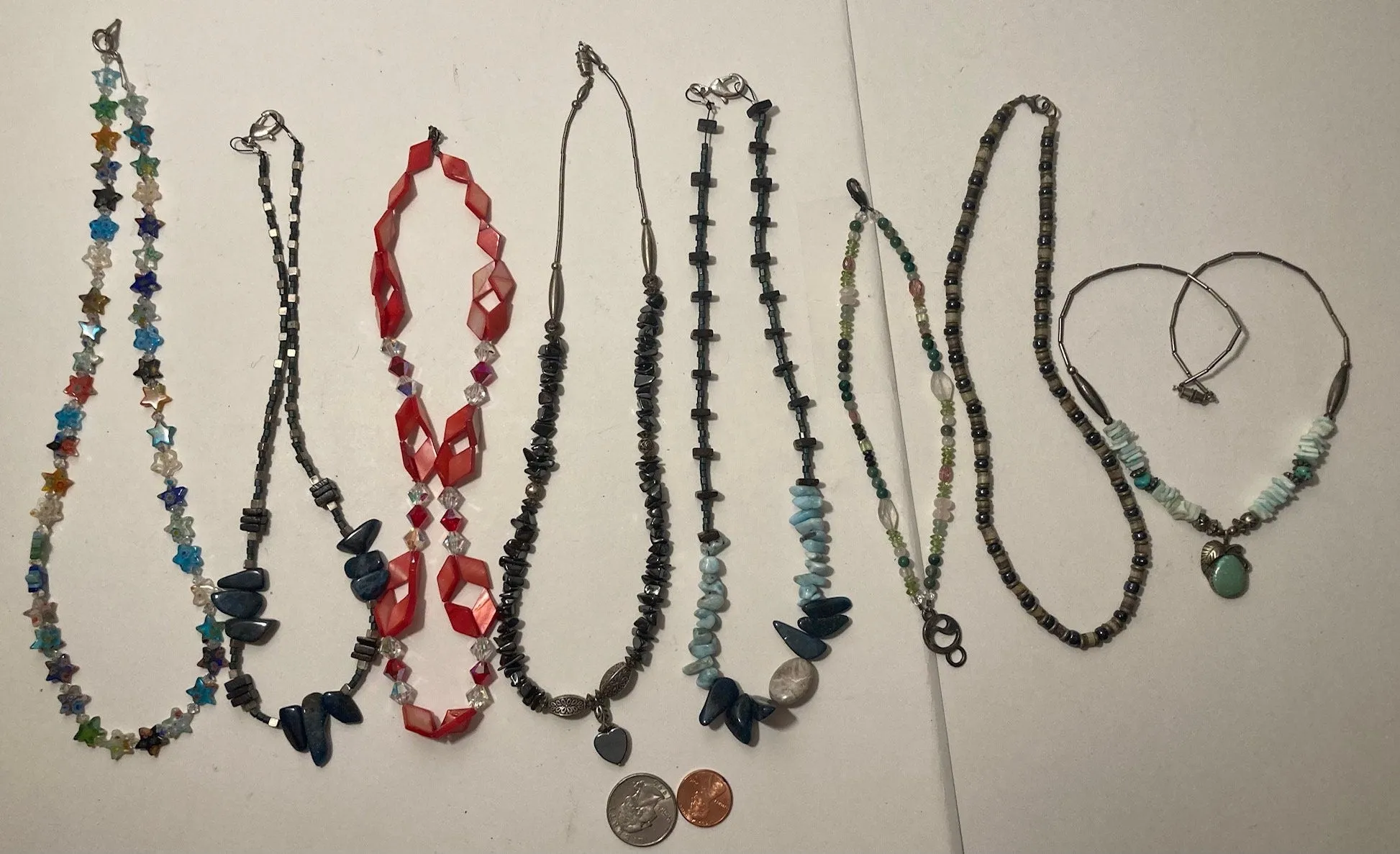 8 Vintage Metal Beaded Necklaces, Really Nice Different Beads and Designs, Very Nice, Dress, Attire, Fashion, Necklace, Clothing, Quality