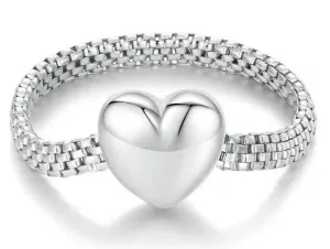 925 Sterling Silver Heart-shaped Chain Ring