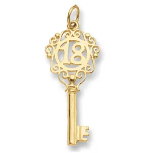 9CT GOLD 18TH BIRTHDAY KEY PENDANT