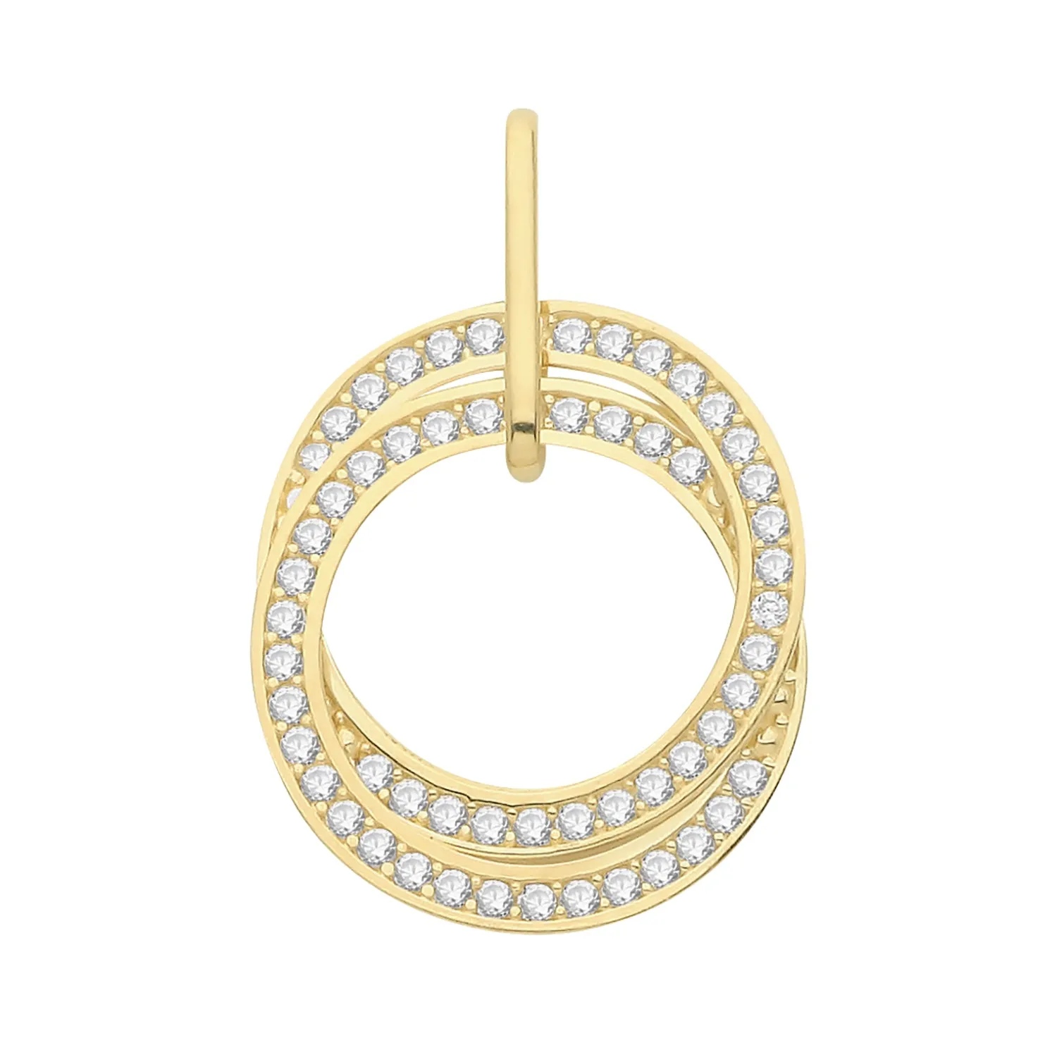 9CT GOLD CZ ENTWINED CIRCLES PENDANT