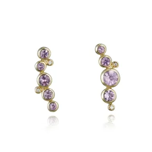 9ct Yellow Gold & Pink Sapphire Earrings