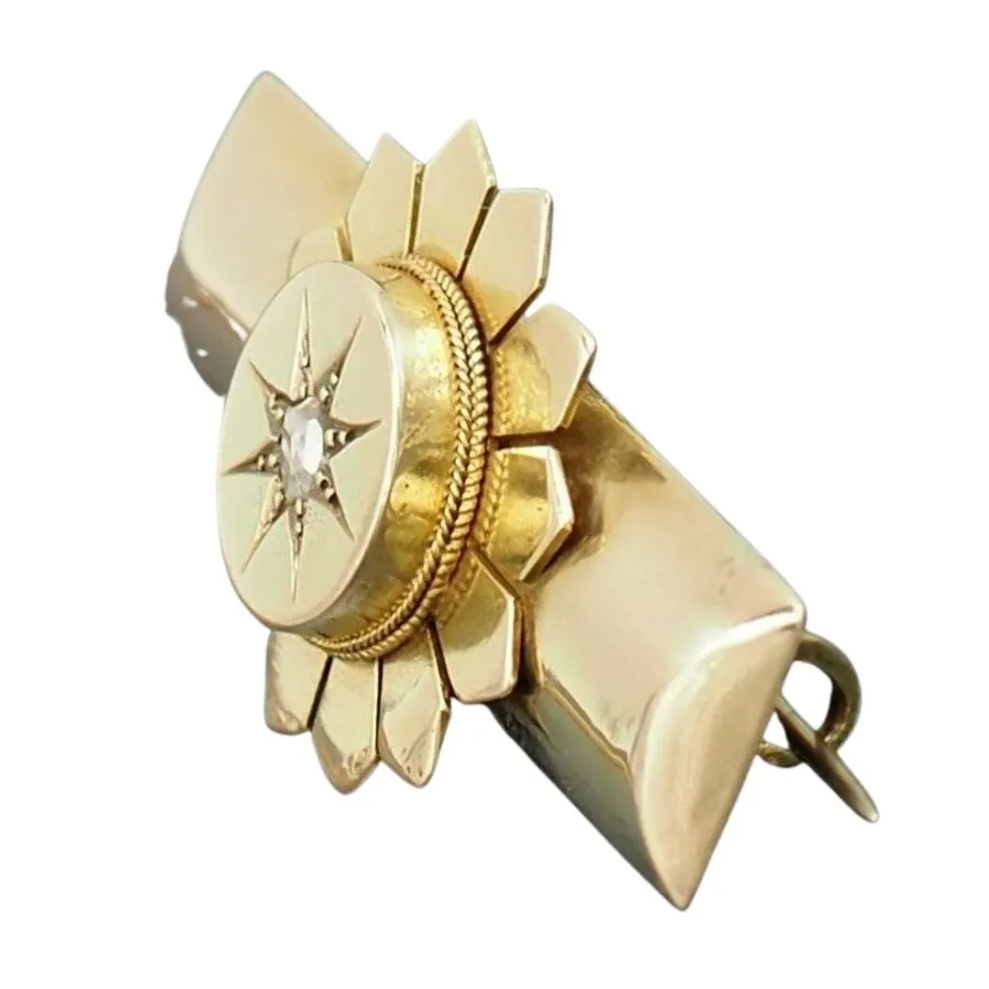 9ct Yellow Gold Diamond Brooch