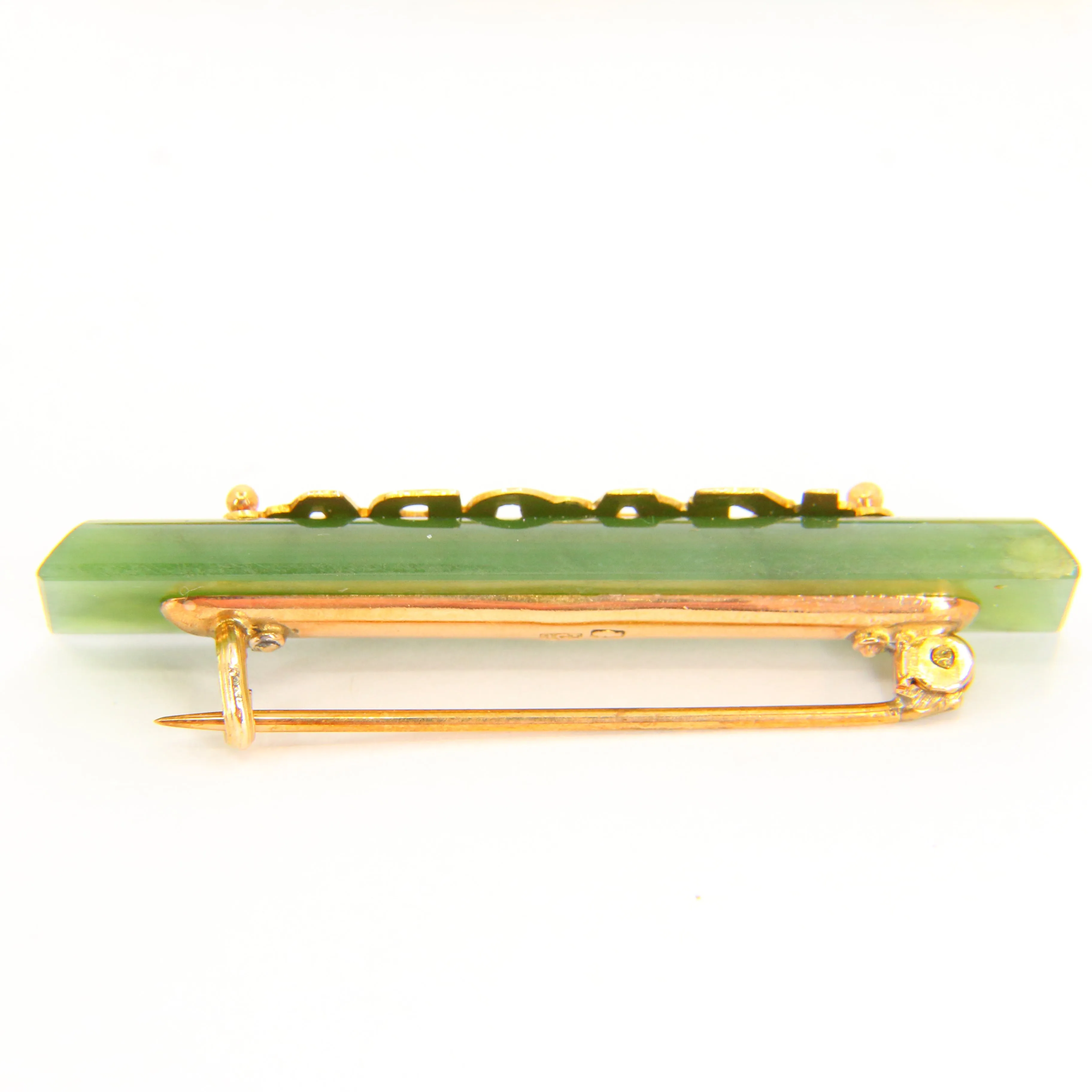 A Bulk Selection of Vintage NZ 9ct Jade Bar Brooches Gold Brooch Jade Brooch