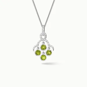 Acai Necklace Pendant 18ct White Gold - Peridot & Diamond