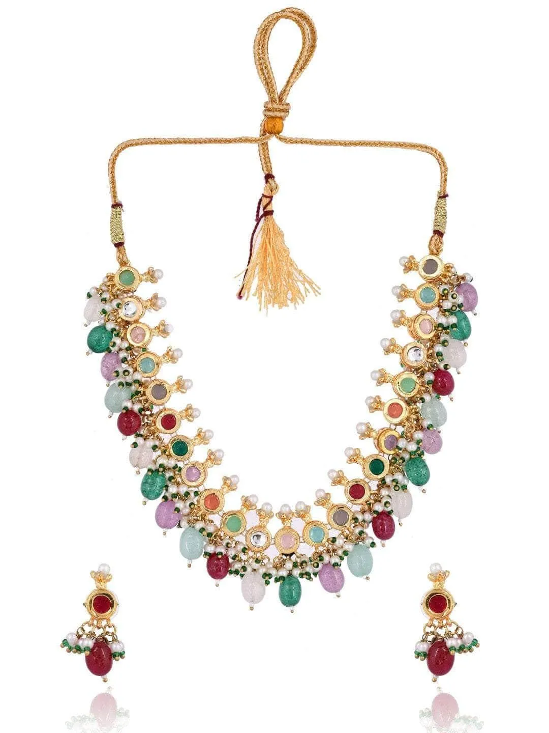 Ad Multi Color Kundan Necklace Set