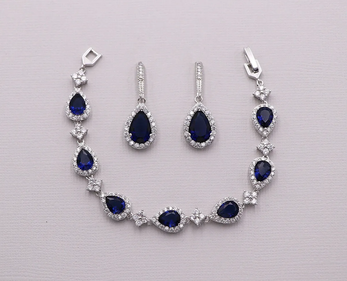 Addison Sapphire Gold Jewelry Set