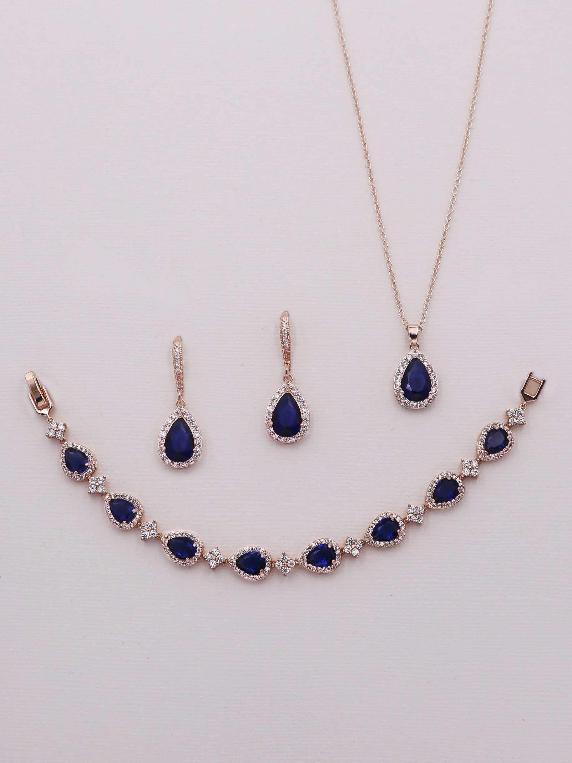 Addison Sapphire Gold Jewelry Set