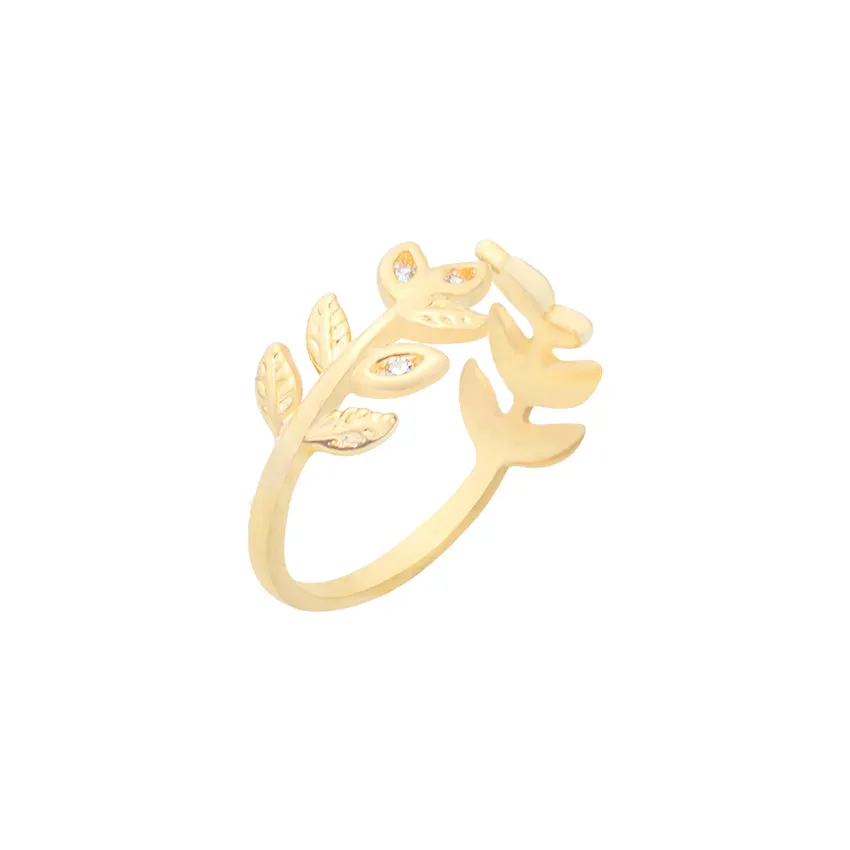 Adjustable Open Charm Leaf Rings Vintage Romantic