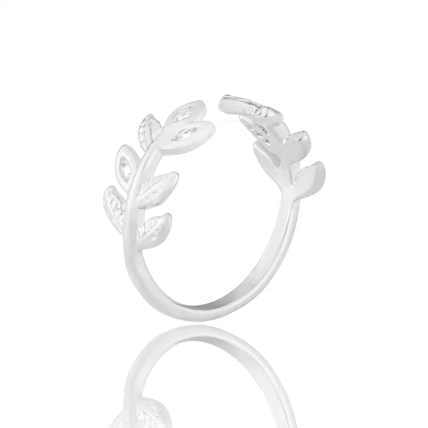 Adjustable Open Charm Leaf Rings Vintage Romantic