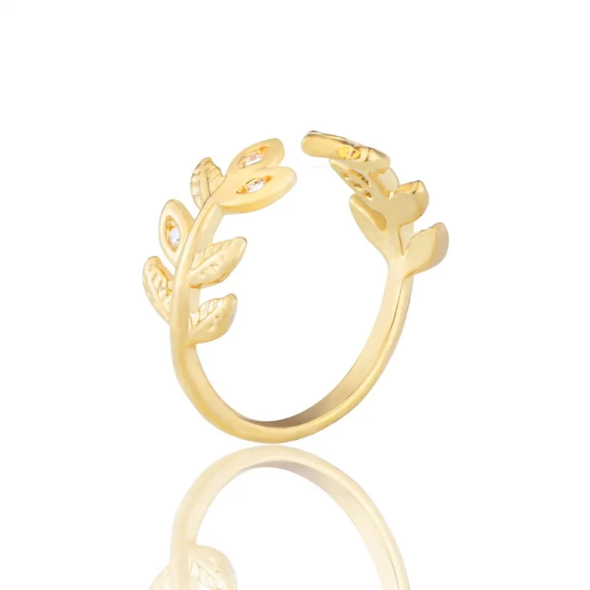 Adjustable Open Charm Leaf Rings Vintage Romantic