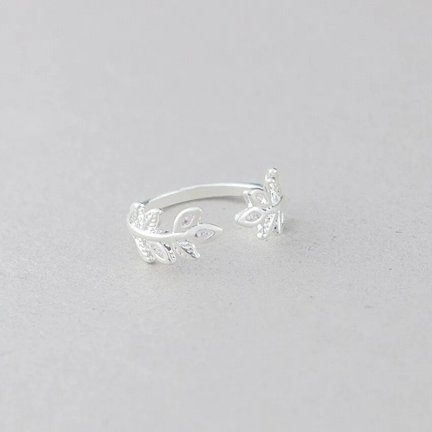 Adjustable Open Charm Leaf Rings Vintage Romantic