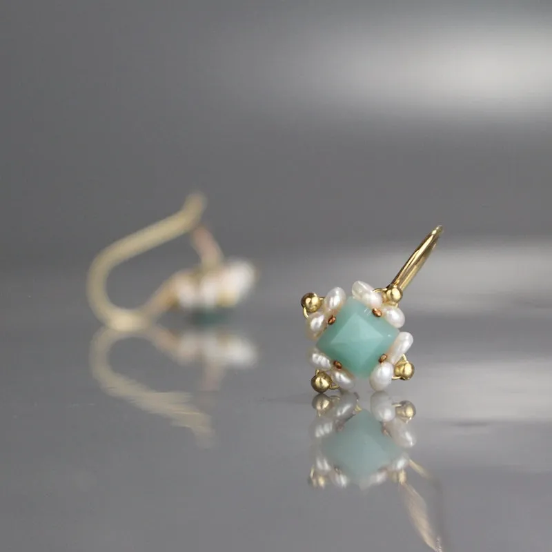 Amazonite Pearl Victoria Earrings