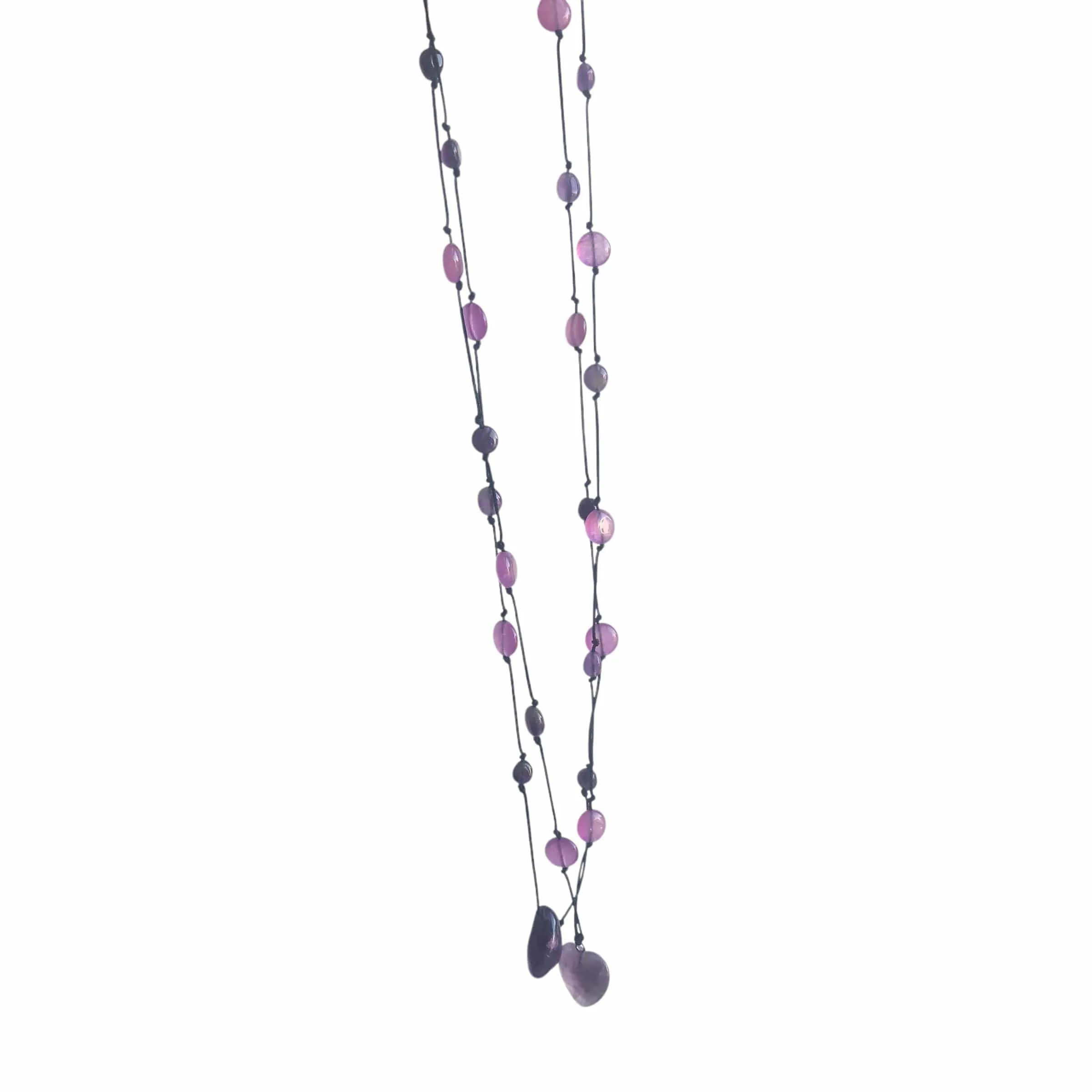 Amethyst and Black Thread Beaded Necklace