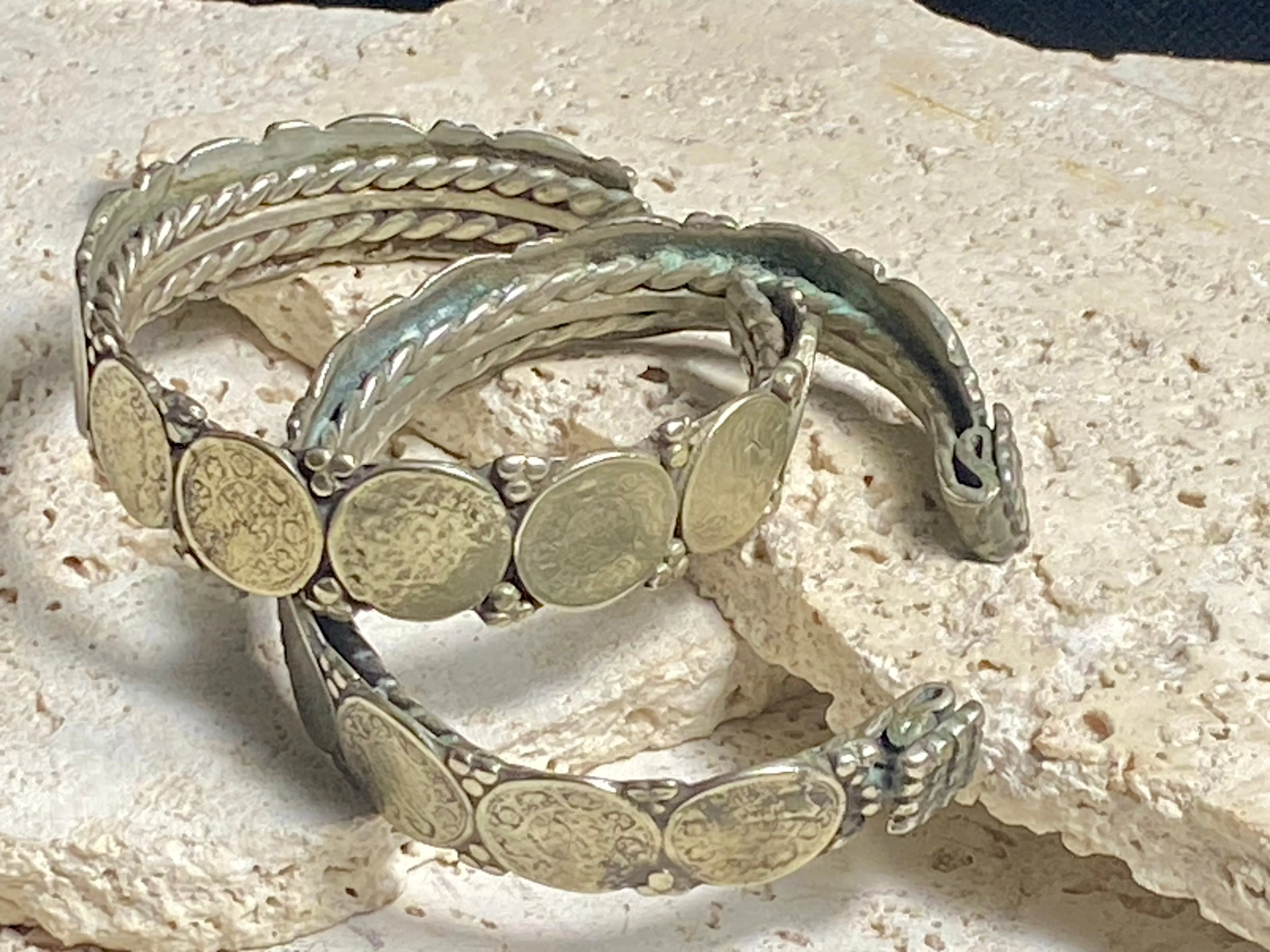 Antique Indian Half Rupee Silver Bracelets