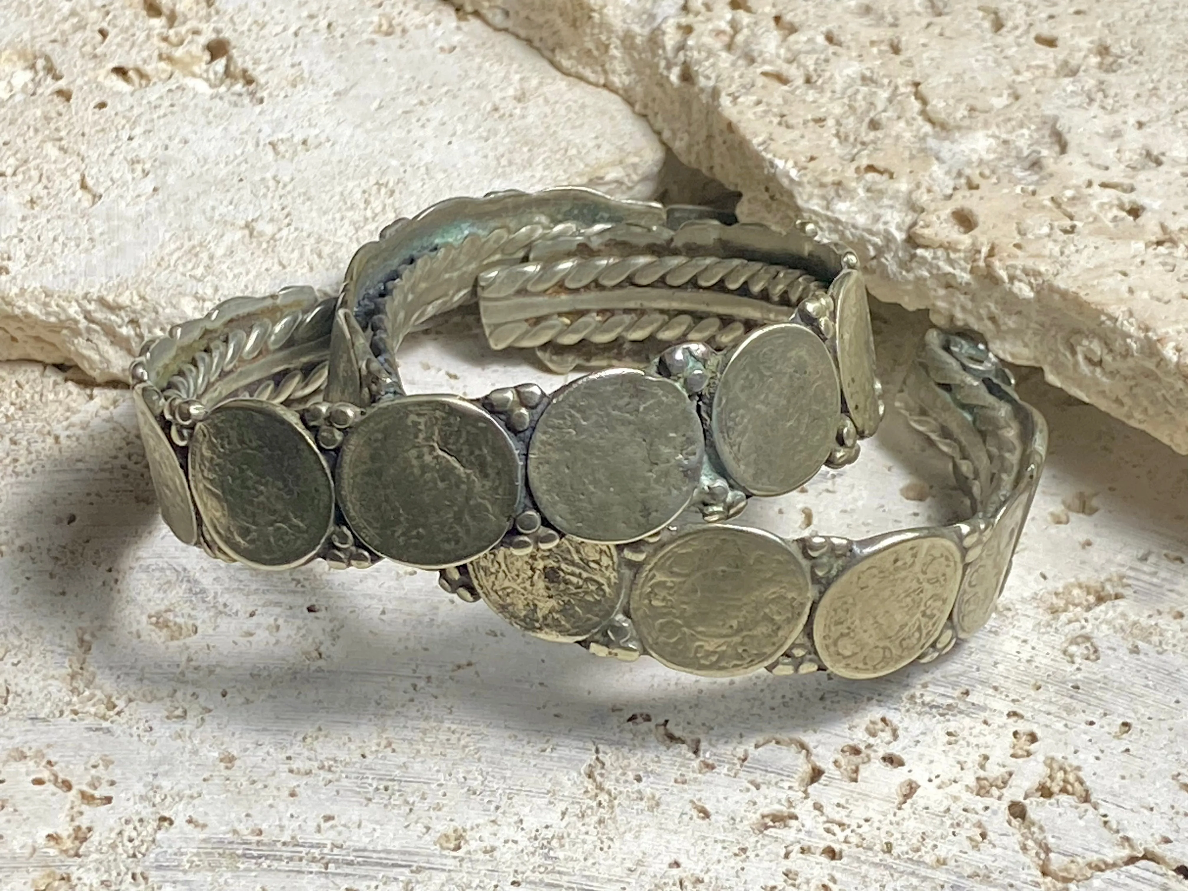 Antique Indian Half Rupee Silver Bracelets