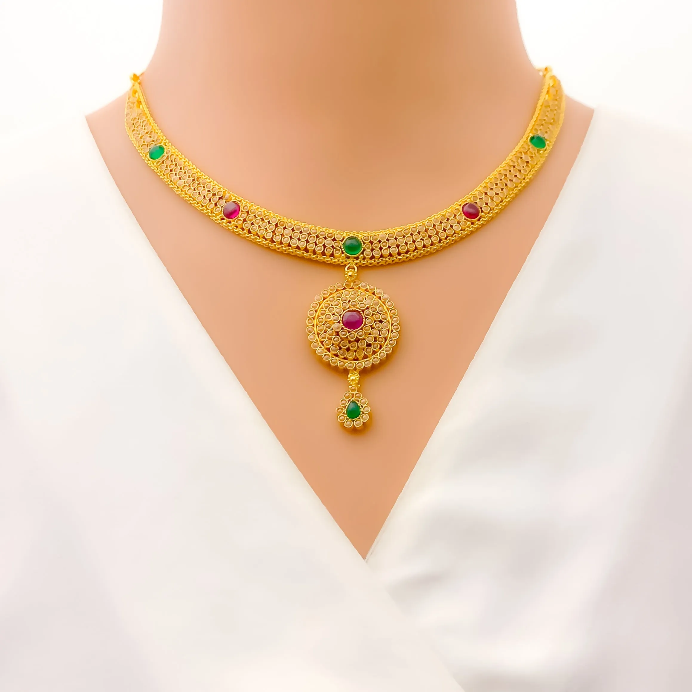 Artistic Heirloom 22k Gold Kundan Necklace Set