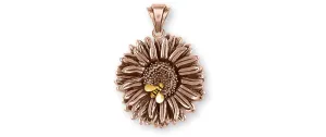 Aster Jewelry 14k Rose Gold Handmade Aster Flower Pendant  AST1-BEEPRG