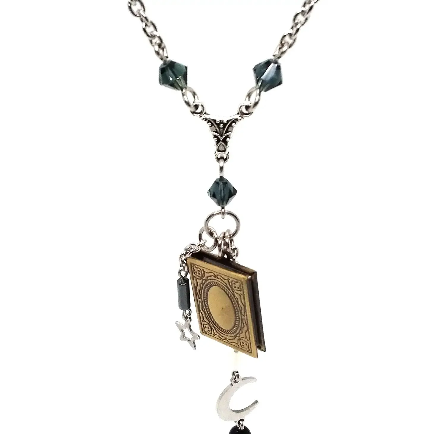 Astro Grimoire: Celestial Spellbook Locket Charm Necklace