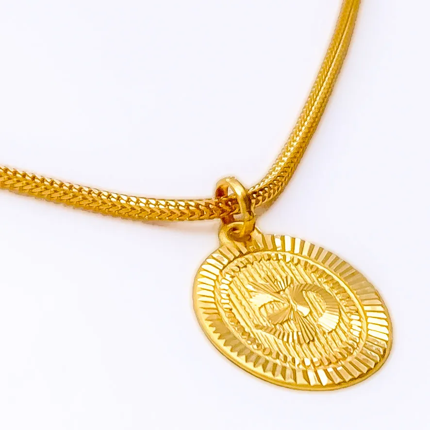 Attractive Sparkling Oval 22k Gold OM Pendant