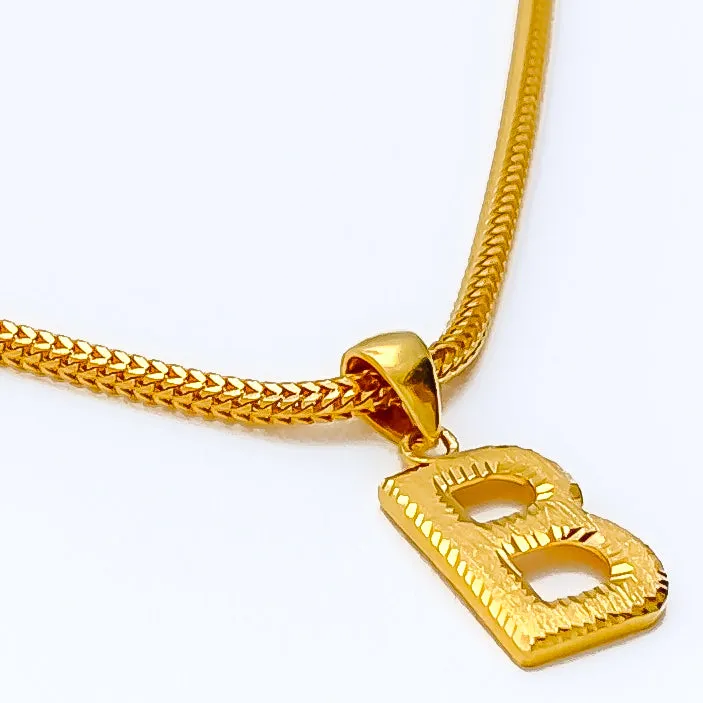 B 22k Gold Letter Pendant