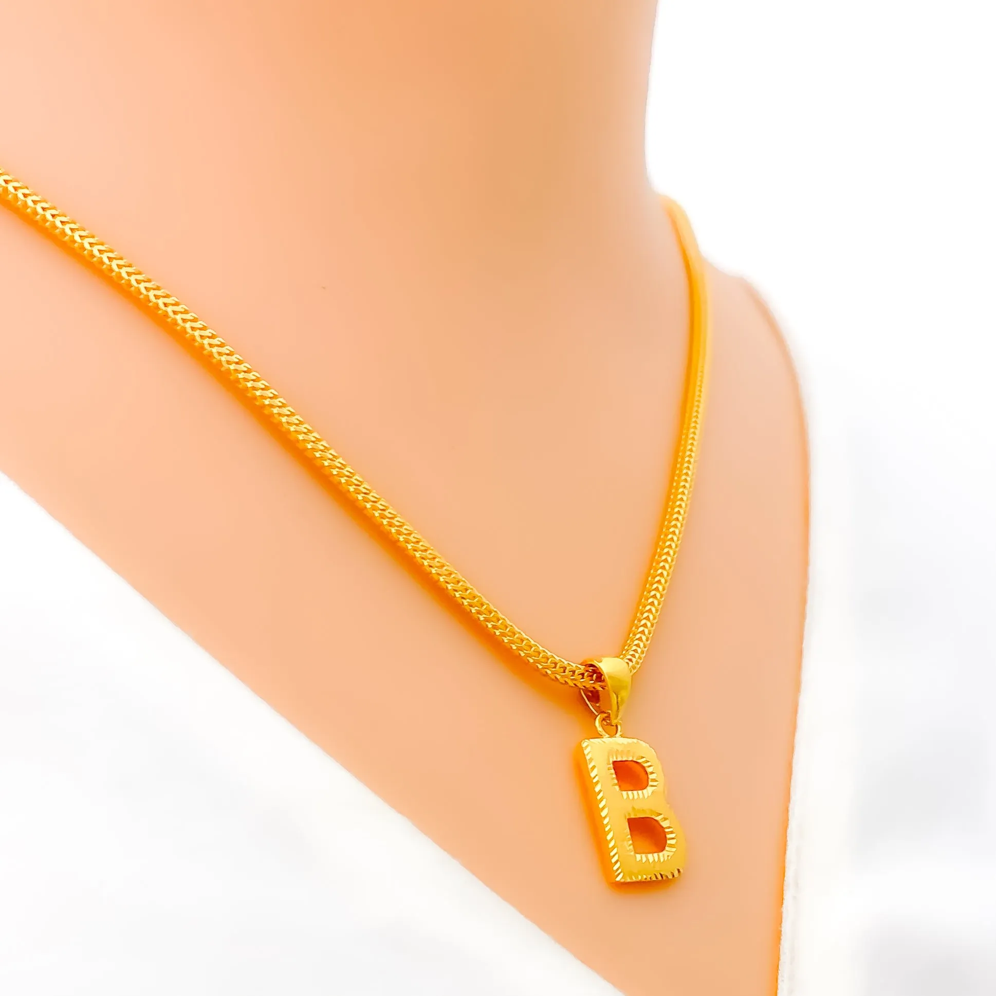 B 22k Gold Letter Pendant