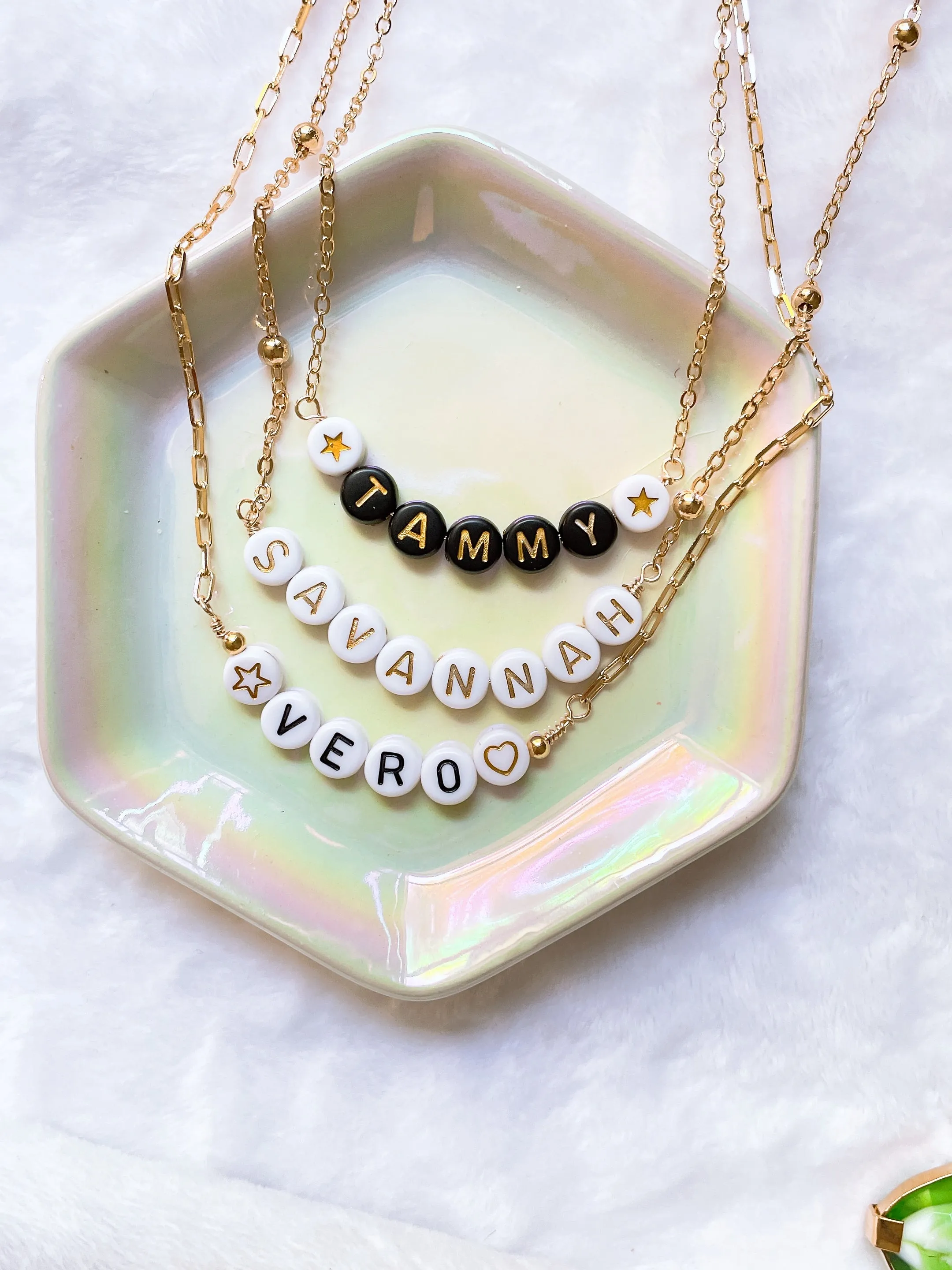 Beaded custom name necklace