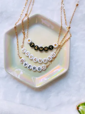 Beaded custom name necklace