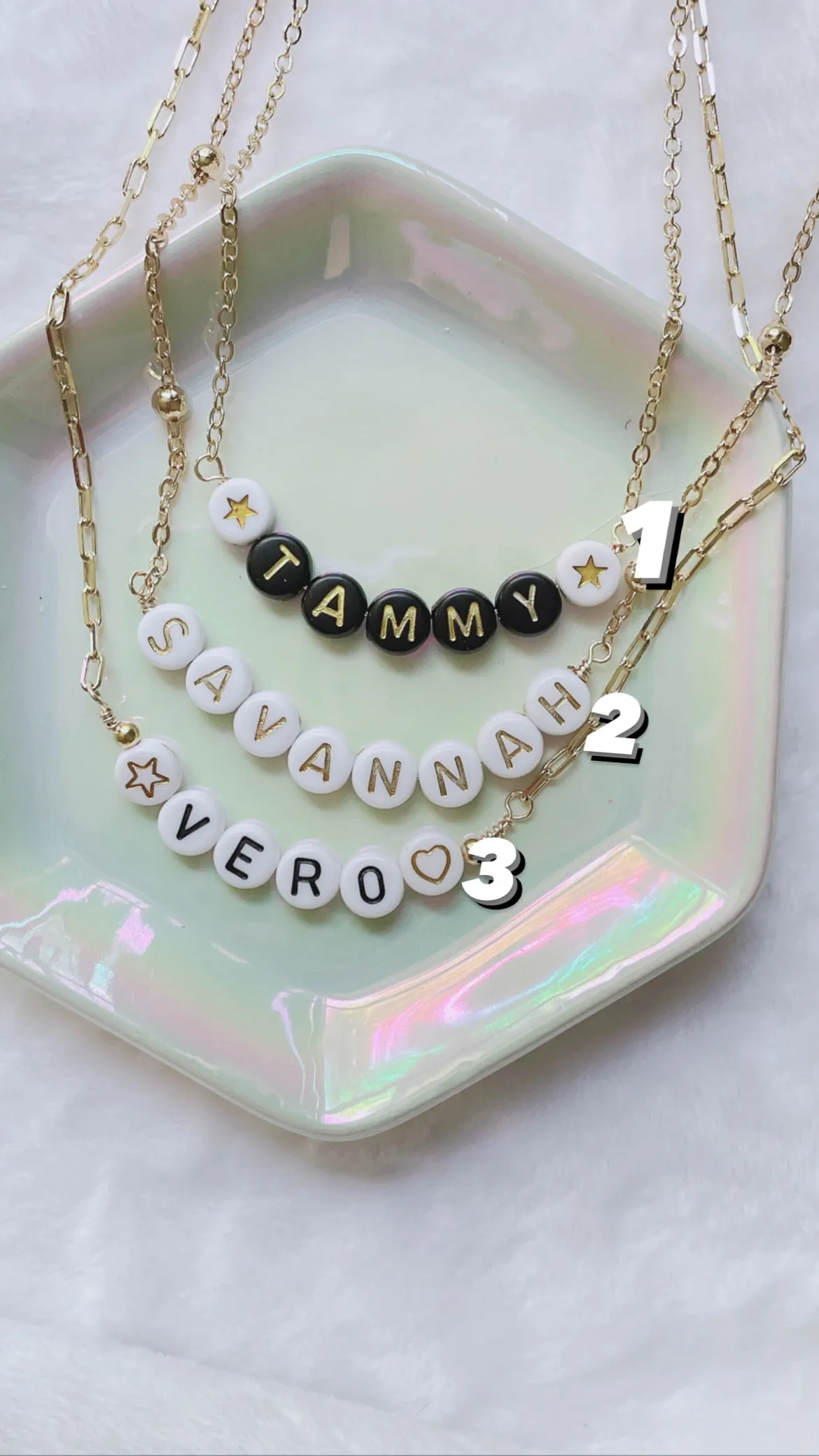 Beaded custom name necklace