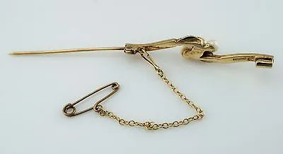 Beautiful Vintage 9ct Yellow Gold Brooch Pin Set with Pearls