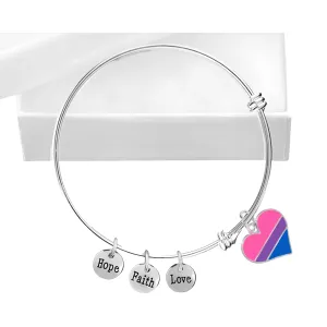 Bisexual Heart Retractable Charm Bracelets