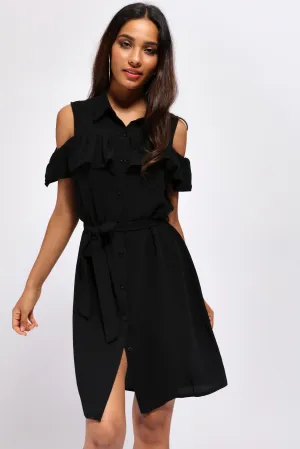 Black Off The Shoulder Shirt Dress