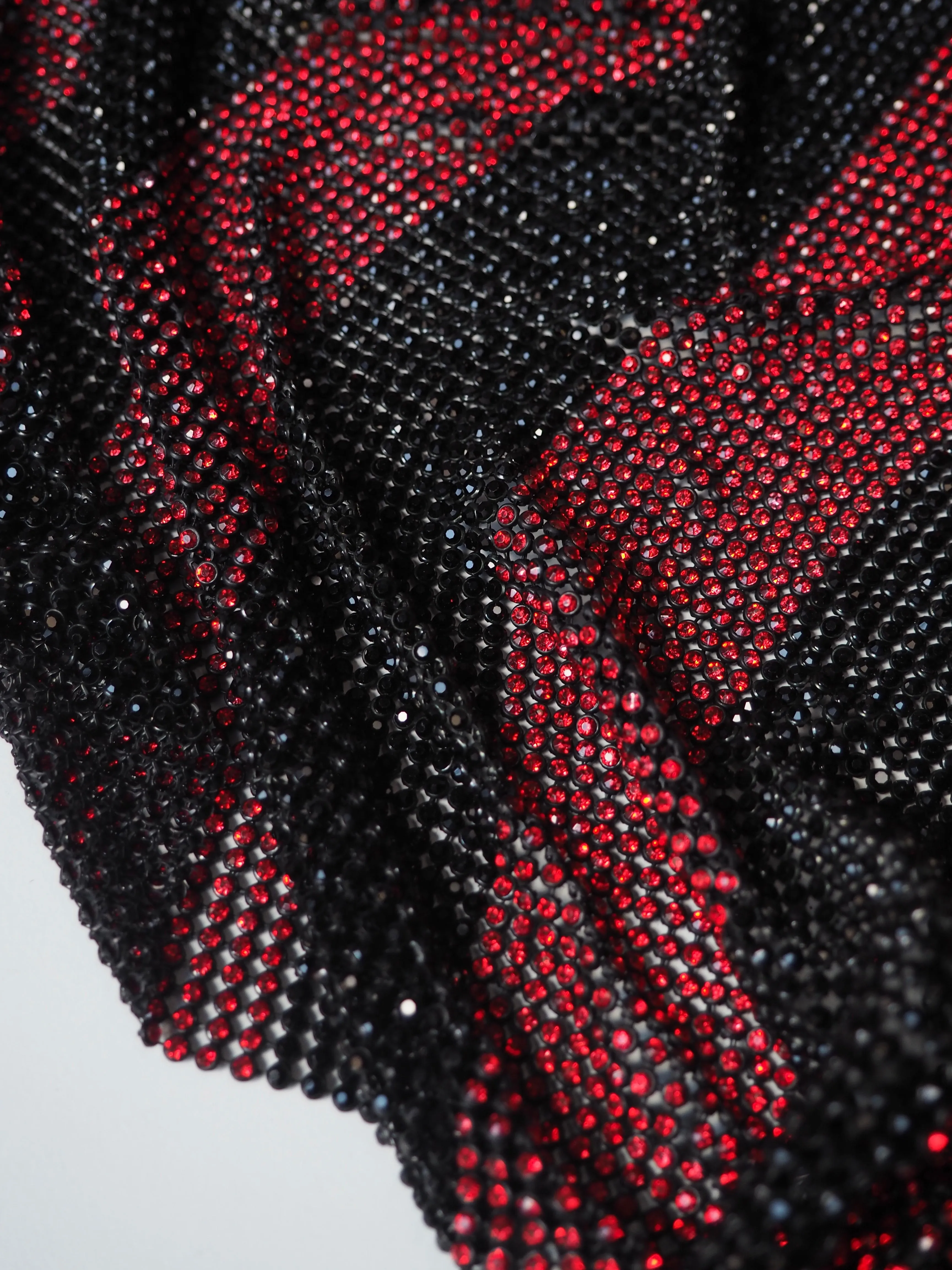 Black   Red Stripe Crystal Chainmail