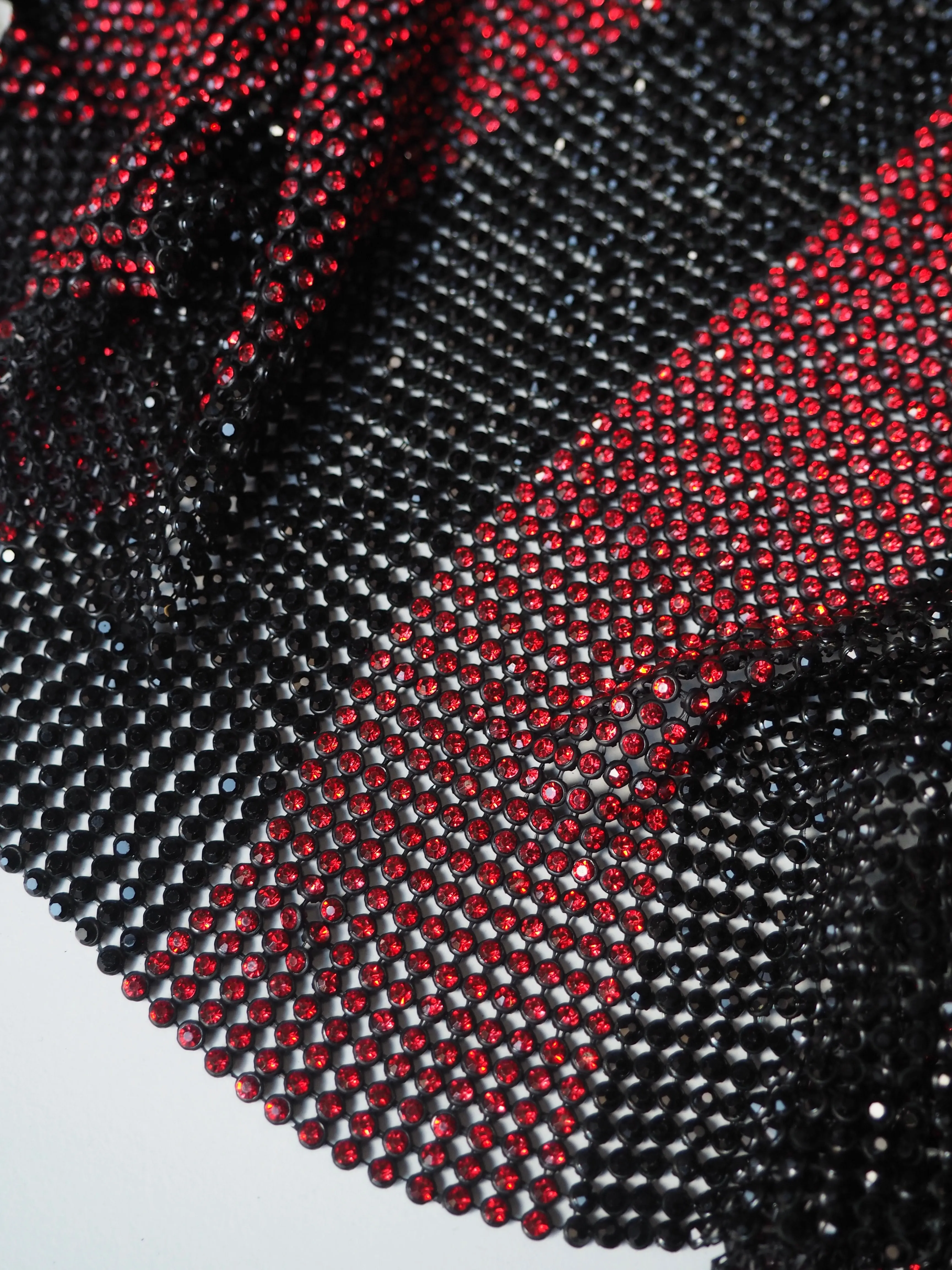 Black   Red Stripe Crystal Chainmail