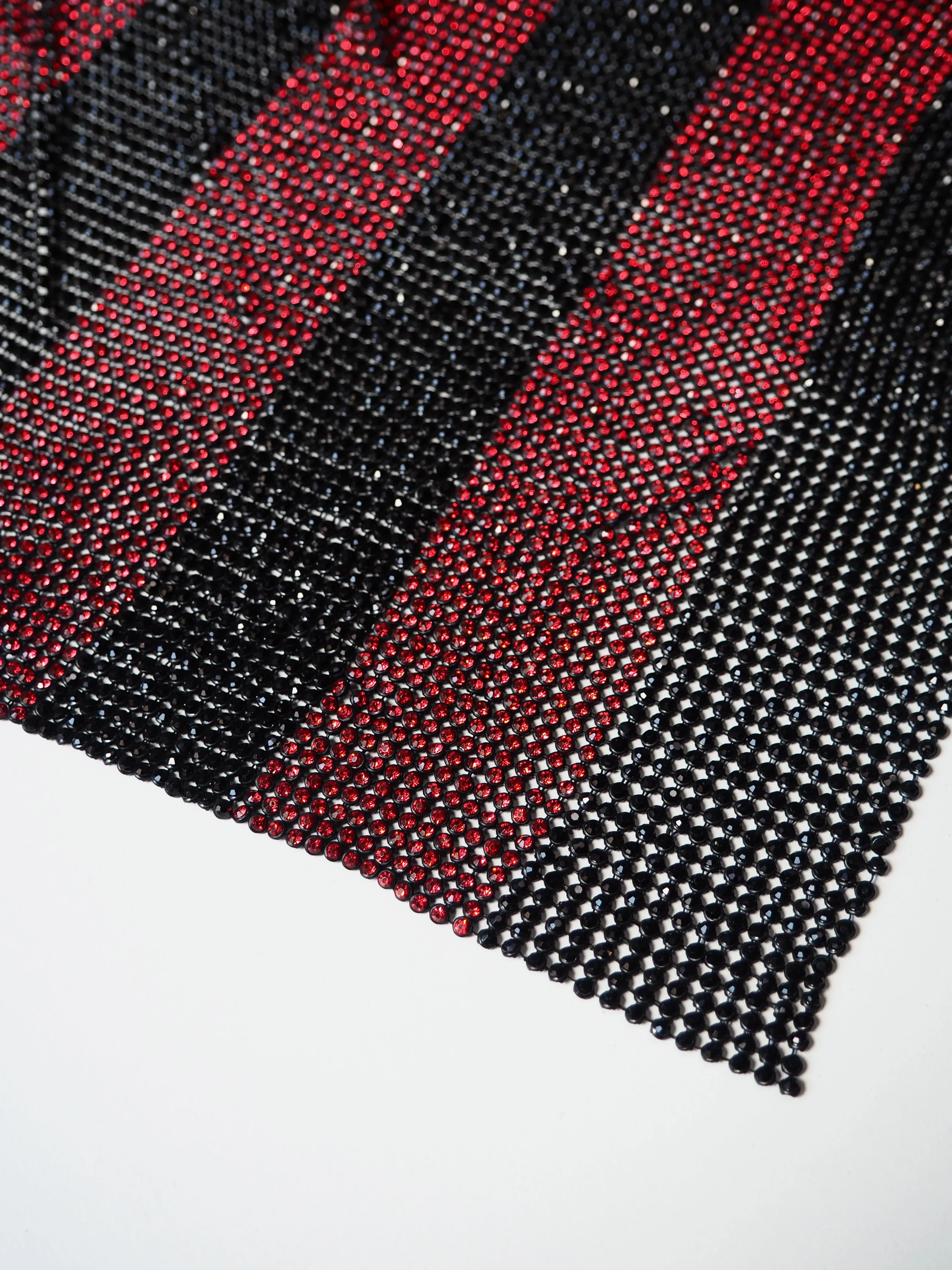 Black   Red Stripe Crystal Chainmail